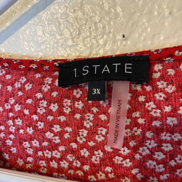 1 State Red Floral Blouse Plus Size 3X - Picture 8 of 8